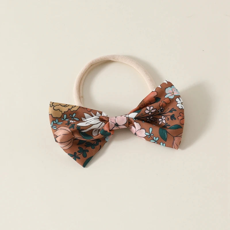 Baby Girl 2pc Outfit Set Flower Print Ruffle Trim Long Sleeve Romper with Bow Headband O-Neck Knit Polyester Daily Wear for 0-1Y