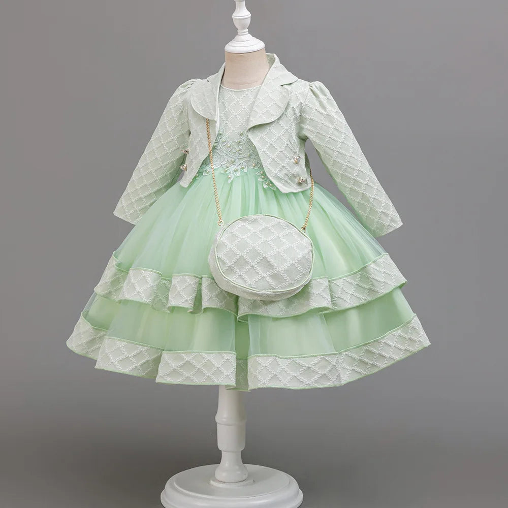 Autumn Fashion 2 Sets Long Sleeve Beading Girls Dress