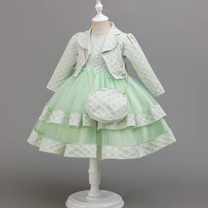 Autumn Fashion 2 Sets Long Sleeve Beading Girls Dress