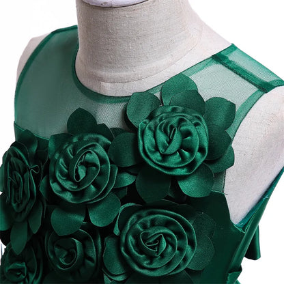 Elegant Party Flower Girls Dress Evening Costume Bow Wedding Princess Dresses Girl Summer Birthday Bridesmaid Prom Gown Vestido