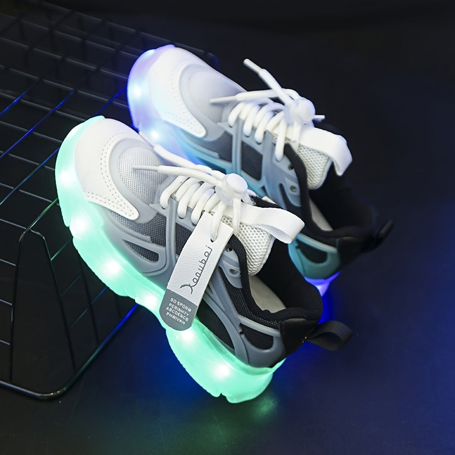 GUANGLAN LED Glow in the Dark Shoes for Kids - USB-Rechargeable Lighting, Low-Top Running Shoes with Lithium-Polymer Battery, Non-Slip TPR Sole - Glow-in-the-Dark Athletic Sneakers for Boys & Girls (Toddlers to Teens) - Ideal