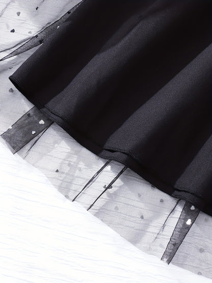 Girls' Casual Fashion Long Sleeve & Mesh Skirt Set for Spring, Autumn, and Winter