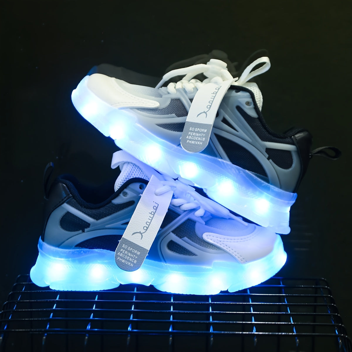 GUANGLAN LED Glow in the Dark Shoes for Kids - USB-Rechargeable Lighting, Low-Top Running Shoes with Lithium-Polymer Battery, Non-Slip TPR Sole - Glow-in-the-Dark Athletic Sneakers for Boys & Girls (Toddlers to Teens) - Ideal