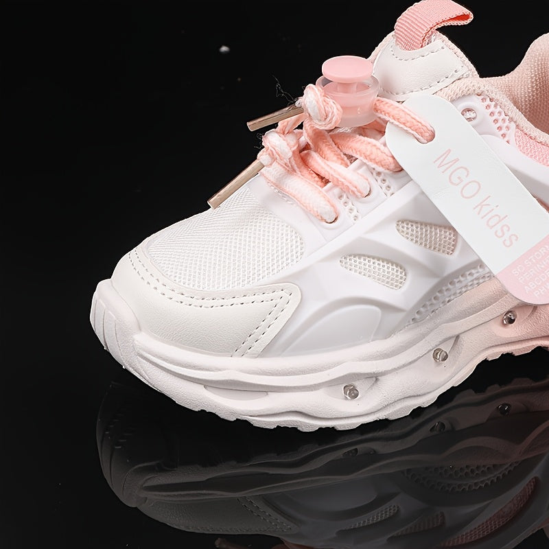 Kids' LED Light-Up Sneakers with Glow-in-the-Dark Soles - Boys & Girls Low-Top Walking Shoes (1-6 Years) - PU Upper &, Multicolor (White/Pink/Blue) for Nighttime & Play - Party Shoes