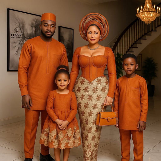 Amber Bloom | Rust & Gold Family Traditional Set | Made - to - Order | Tessy Modest Home - Tessy Modest Home