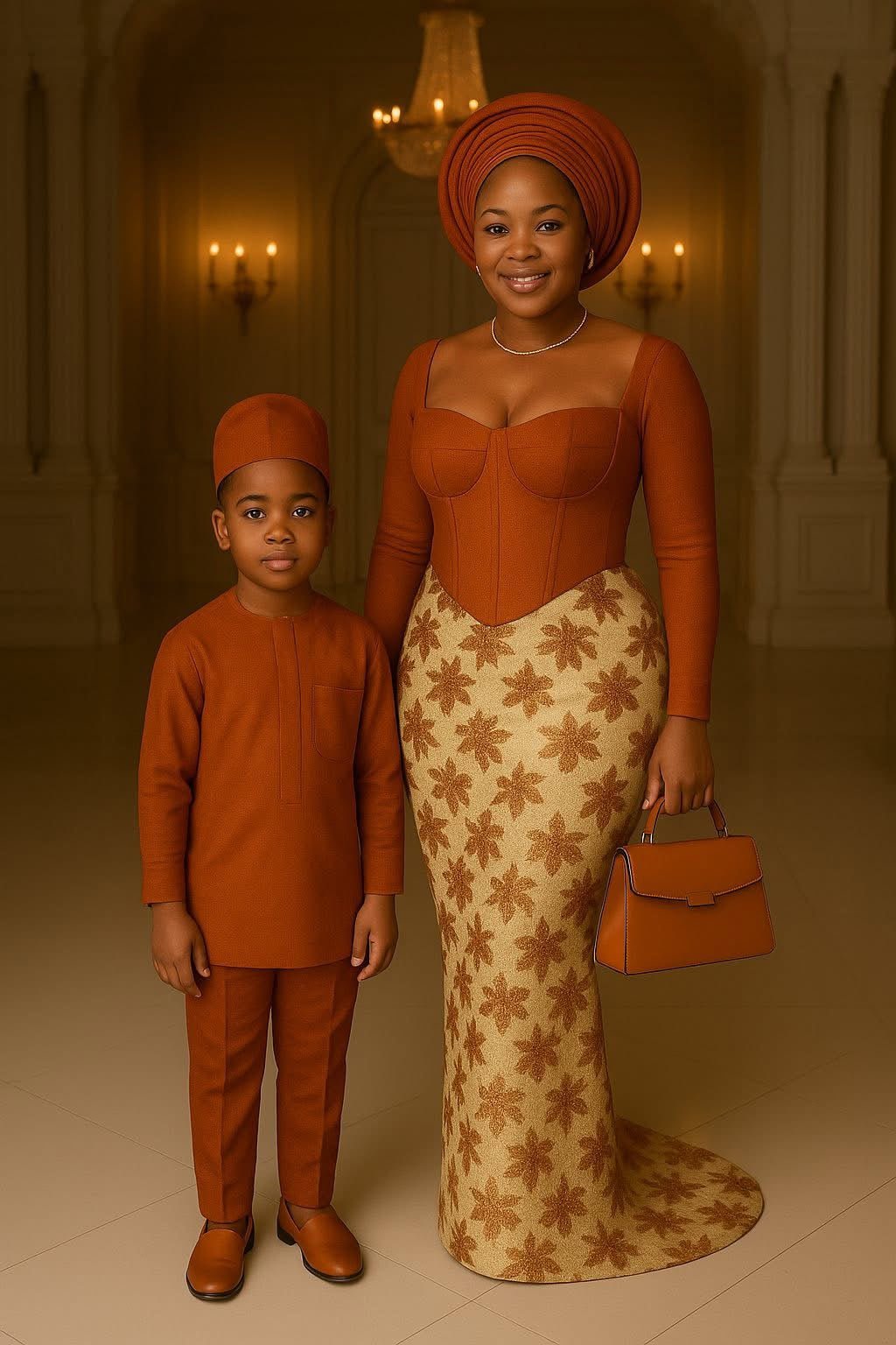 Autumn Bloom | Mother & Son Matching Traditional Set | Made - to - Order | Tessy Modest Home - Tessy Modest Home