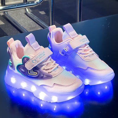 USB- LED Glow-in-the-Dark Sneakers for & - Low-Top Neon Light Shoes with USB, Breathable Mesh & TPR Sole, Magical Closure, Multicolor Glow for Nighttime Play, Running, Dance - Ideal for & (Compatible with USB-C/Cigarette Ligh
