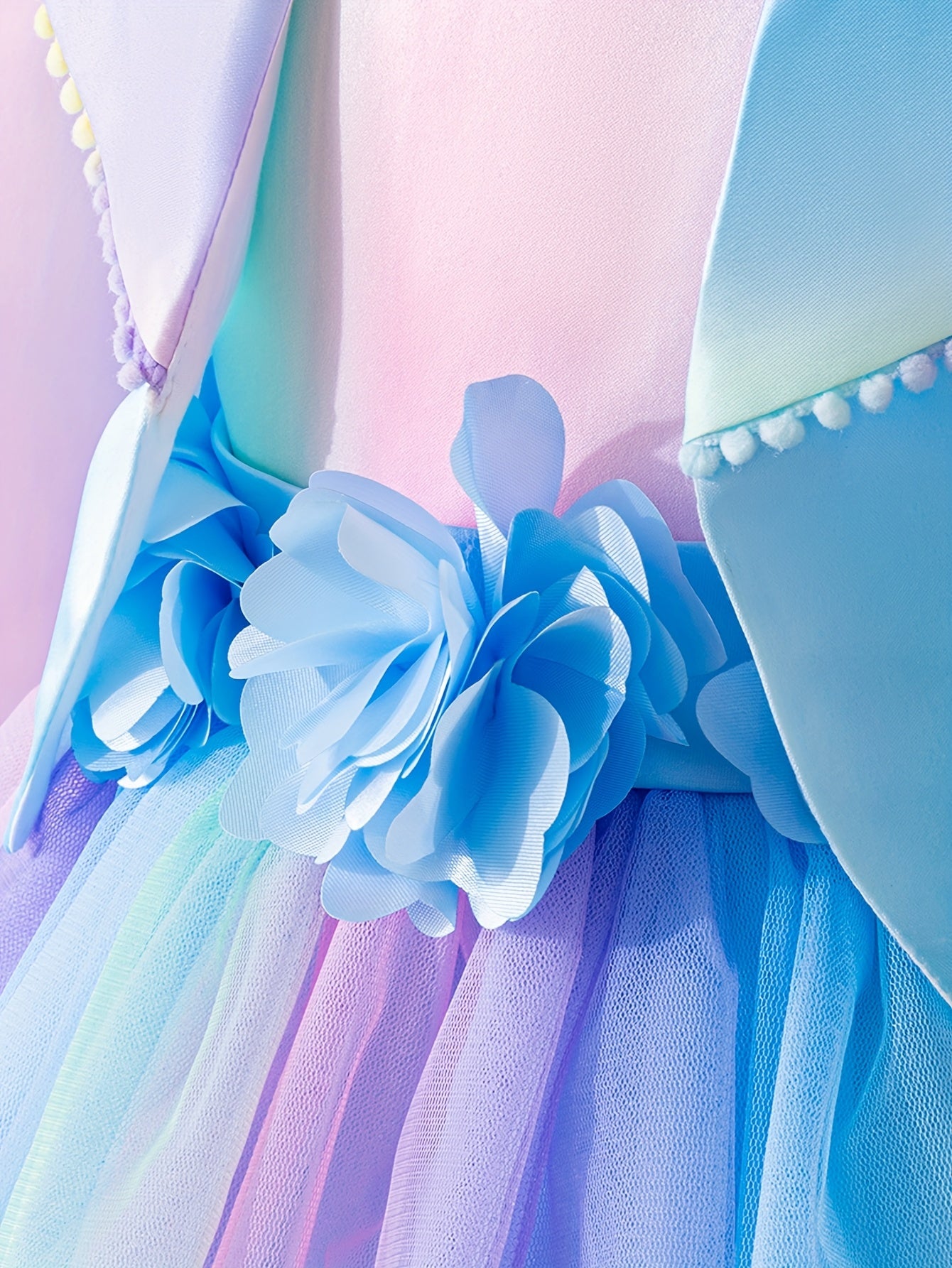 Girl's Autumn New Arrival Dress Set, Novelty Jacket for Special Occasions, Colorful Dress with Turn- Collar and Fringe, Versatile Top for Spring/Autumn, Party, Dance, Carnival, Festival, Concert, Stylish Handmade 3D Flower Ra