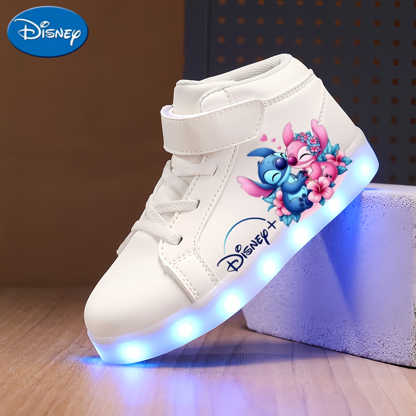 A Pair of Stylish And Cool Shoes for The Back-To-School Season Featuring Disney 2D Cartoon Prints, USB Rechargeable Glowing Shoes, Colorful Night Light Shoes, Breathable And Lightweight, Glowing White Shoes Suitable for Outdo