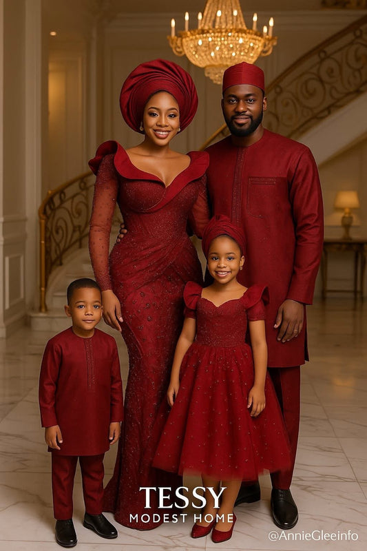 Crimson Grace | Wine Red Family Celebration Set | Made - to - Order | Tessy Modest Home - Tessy Modest Home
