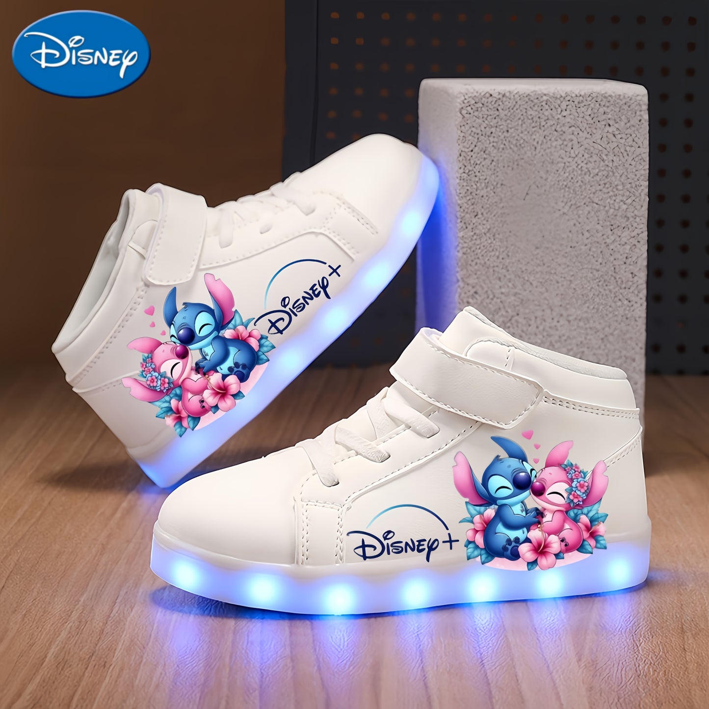 A Pair of Stylish And Cool Shoes for The Back-To-School Season Featuring Disney 2D Cartoon Prints, USB Rechargeable Glowing Shoes, Colorful Night Light Shoes, Breathable And Lightweight, Glowing White Shoes Suitable for Outdo
