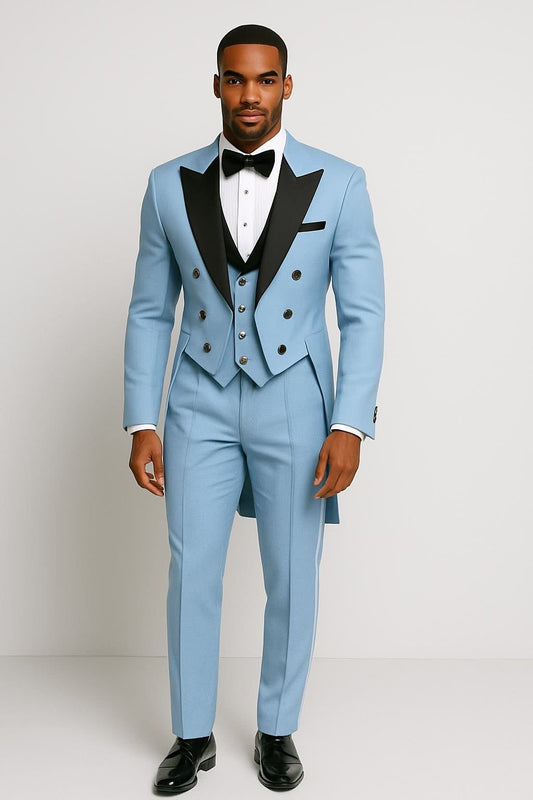 White Tailcoat Tuxedo with Black Lapel | Tessy Modest Home | Made - to - Order Luxury Formalwear - Tessy Modest Home