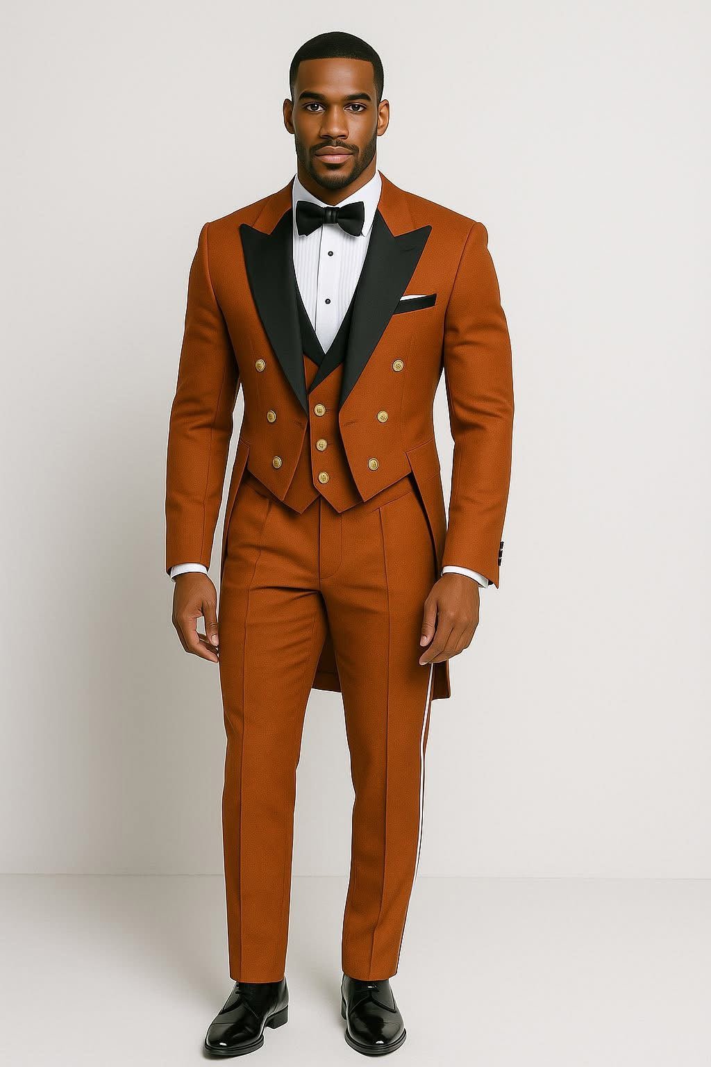 White Tailcoat Tuxedo with Black Lapel | Tessy Modest Home | Made - to - Order Luxury Formalwear - Tessy Modest Home